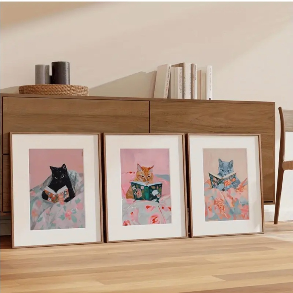Set of 6 Cat Reading Book Canvas Posters Art Prints, Frameless (Lg) - Picture 7 of 15
